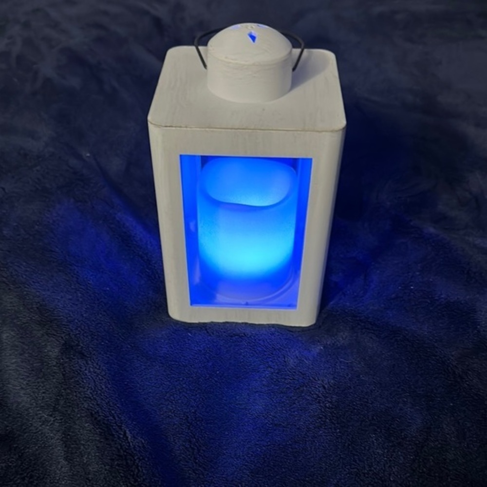 Small White Lantern with multicolored LED Lights